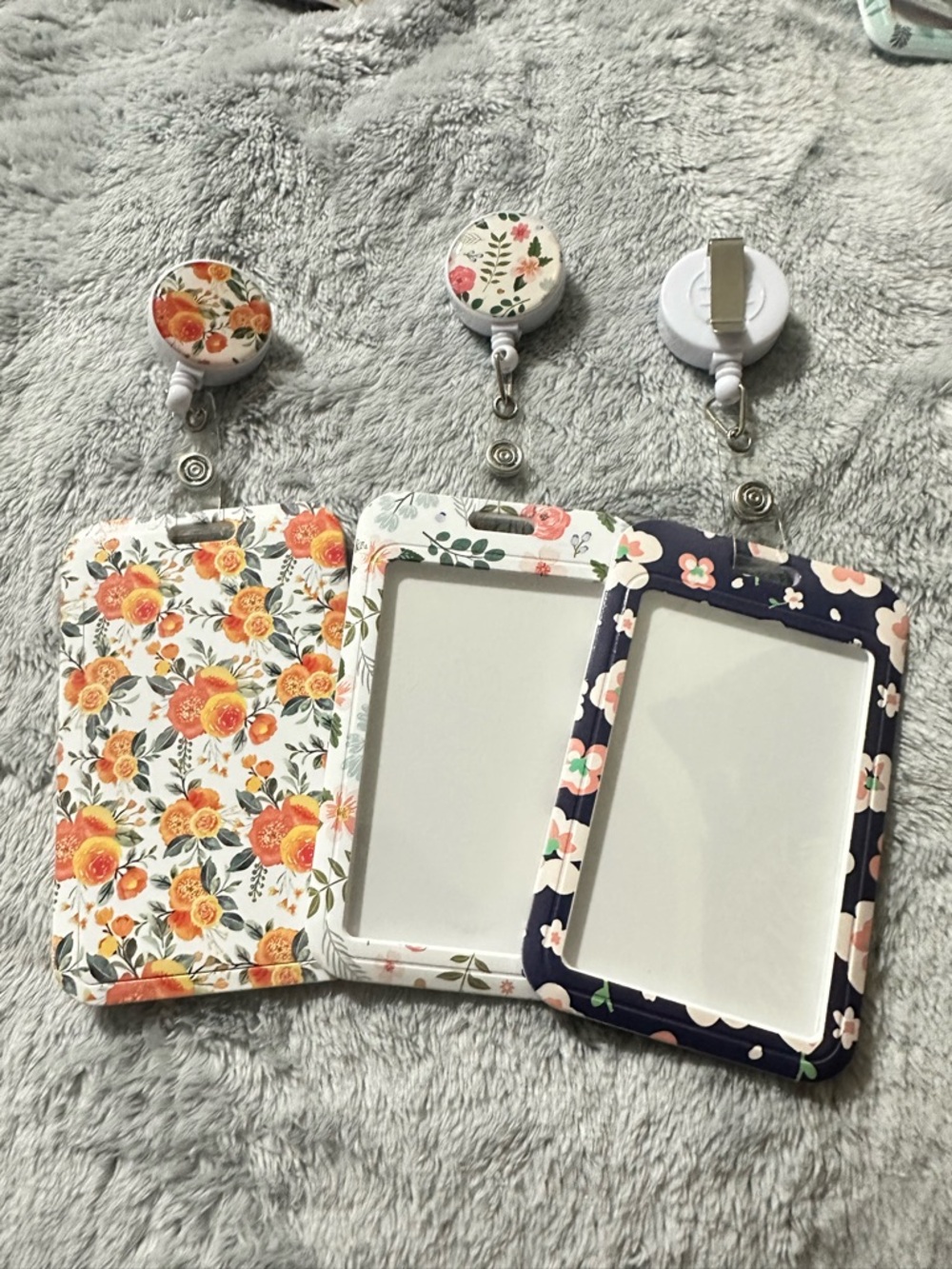 Floral Badge Reel and ID Holder Set of 3